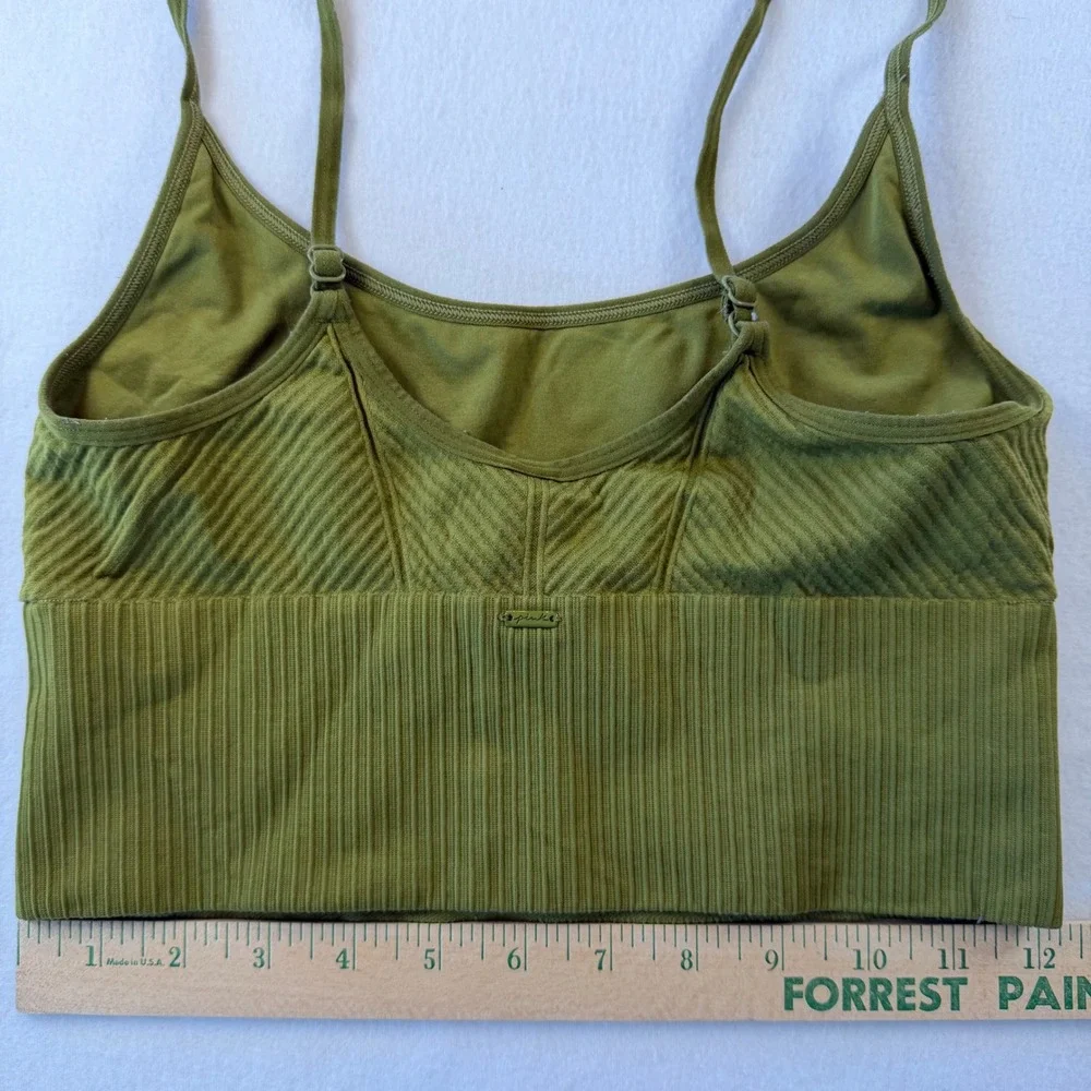 VS PINK Active Seamless Sports Bra‎ Lightly Lined Longline Green Small